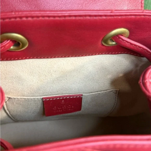 Gucci Red Chevron Leather Backpack - Picture 2 of 6